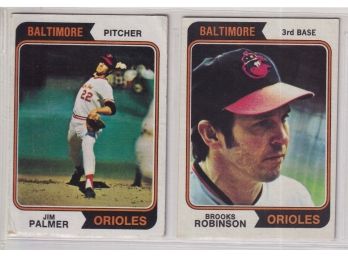 1974 Topps Orioles (2) Card Lot W/ Robinson And Palmer