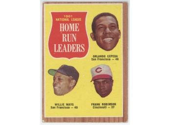 1962 Topps HR Leaders W/ Willie Mays/ Frank Robinson And Orlando Cepeda