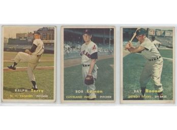 Lot Of (3) 1957 Topps Baseball Cards