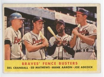 1958 Topps Hank Aaron/ Eddie Mathews/ Del Crandall Joe Adcock 'brave's Fence Busters'