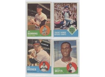 Lot Of (4) 1963 Topps Baseball Cards