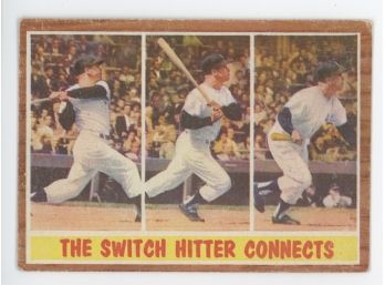 1962 Topps Mickey Mantle Switch Hitter Connects