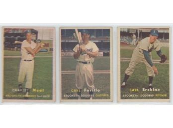 Lot Of (3) 1957 Topps Brooklyn Dodgers