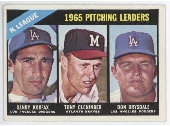 1966 Topps Pitching Leaders W/ Koufax And Drysdale