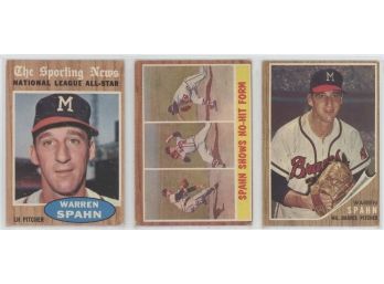 1962 Topps Warren Spahn (3) Card Lot