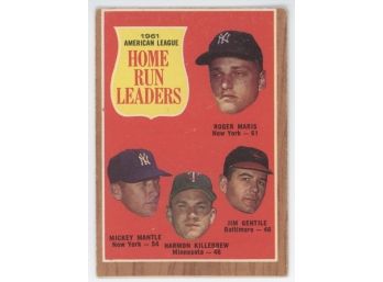 1962 Topps HR Leaders W/ Mickey Mantle And Roger Maris