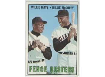 1967 Topps Willie Mays And Willie McCovey Fence Busters