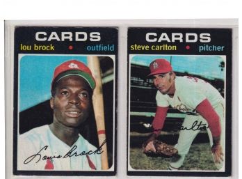 1971 Topps Cardinals (2) Card Lot W/ Carlton And Brock