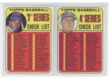 Lot Of (2) 1969 Topps Baseball Checklists (Unchecked)