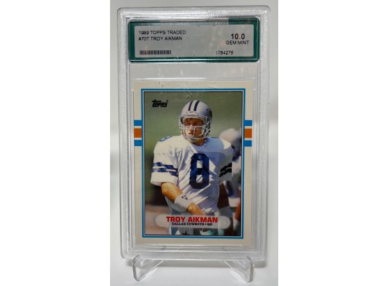1989 Topps Traded Troy Aikman Rookie Graded AGS 10