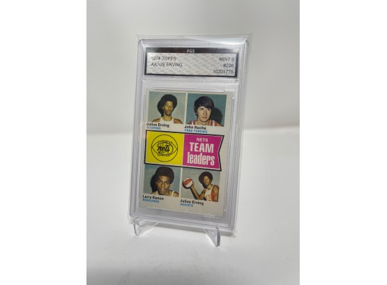 1974 Topps Basketball Leaders With Julius Erving FGS Graded 9
