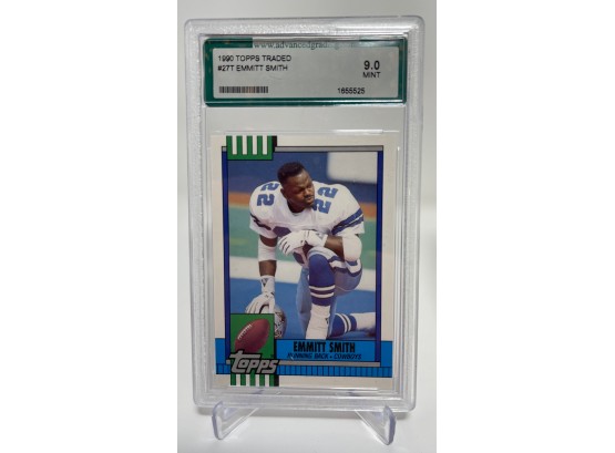 1990 Topps Traded Emmitt Smith Rookie Graded AGS 9