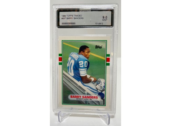 1989 Topps Traded Barry Sanders Rookie Graded AGS 9