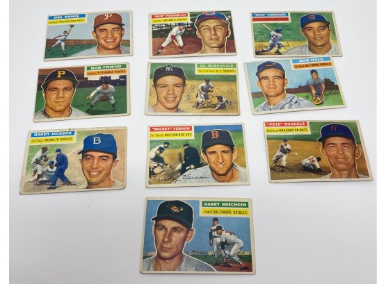 (10) Card 1956 Topps Baseball Card Lot