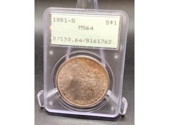 1881-S Morgan Head Silver Dollar Graded MS64