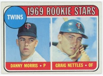 1969 Topps Craig Nettles Rookie Error W/ Curved Line Above 'Twins' Blue Circle