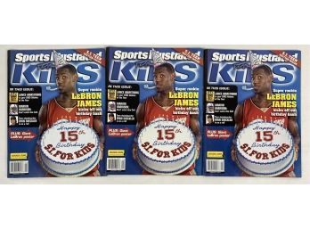Lot Of (3) January 2004 Sports Illustrated For Kids 15th Year Anniversary LeBron James Covers W/ Cards Inside