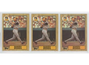 Lot Of (3) 1987 Topps Barry Bonds Rookie Cards