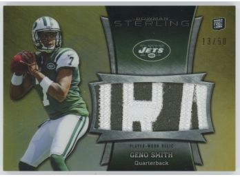 2013 Bowman Sterling Geno Smith Rookie Relic Gold #/50