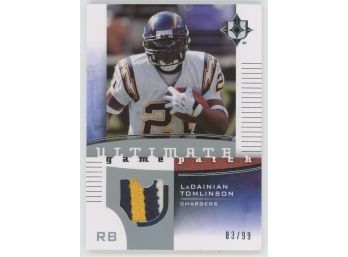 2007 Ultimate Collection Ladainian Tomlinson Triple Color Quad Break Game Used Relic #/99