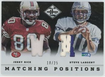 2013 Limited Jerry Rice And Steve Largent Dual Game Used Relic (Largent Patch) #/25