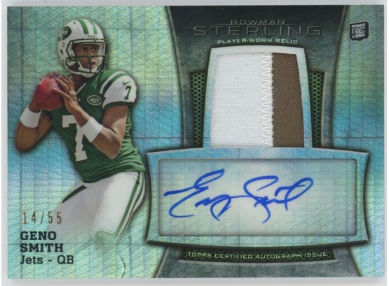 2013 Bowman Sterling Geno Smith Rookie Patch Auto Refractor #/55