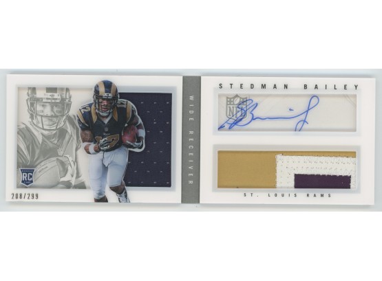 2013 Playbooks Stedman Bailey Rookie Jumbo Patch Relic Autograph Booklet #/299