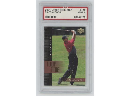 2001 Upper Deck Tour Time Tiger Woods Rookie Year PSA 9