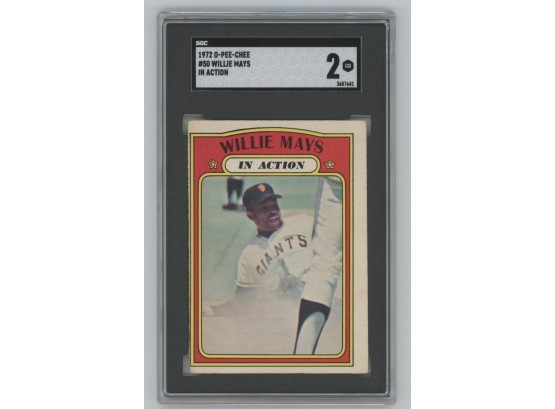 1972 O-pee-chee Willie Mays In Action SGC 2
