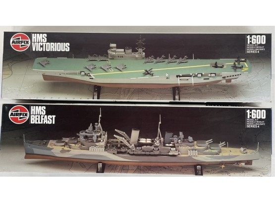 2 Vintage Airfix 1/600 Model Kits Military Ships