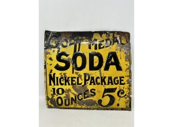 Tin Tacker - Gold Medal Soda Sign - Marked 37 In Bottom Right Corner