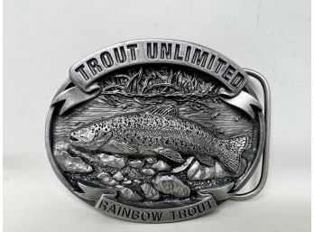 Vintage Pewter Trout Unlimited Rainbow Trout Belt Buckle