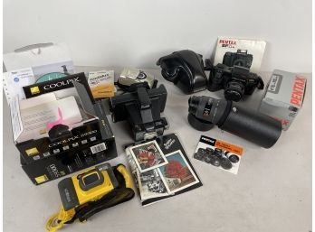 Large Camera Lot Including Pentax SF1 And More!!!!