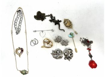Costume Jewelry Lot 8 - Includes Pins, Necklaces, Brooches
