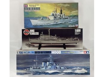 3 Vintage Military Ship Model Kits New Old Stock