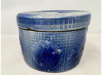 Beautiful Antique Blue Salt Gaze Pantry Crock