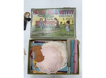Antique Paper Doll Outfit Dresses And Hats Set