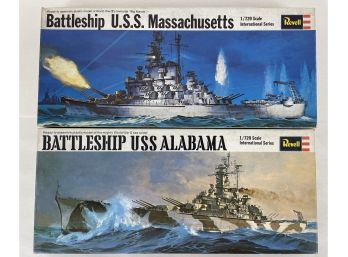 2 Vintage Revell Model Kits Battleships New Old Stock