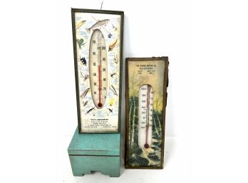 Lot Of Two Vintage Advertising Thermometers