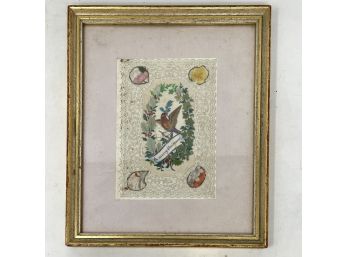 Framed 'English Card 1845' A Merry Christmas Card
