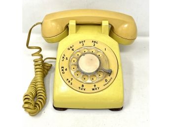 Vintage Yellow Rotary Telephone Phone Bell System