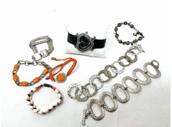 Costume Jewelry Lot 12 - Bracelets And Rhinestone Watch