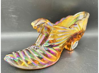 Vintage Fenton Carnival Glass Gold Amber Shoe
