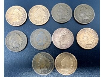 Lot Of 10 Indian Head Pennies Lot 1