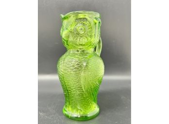 Kanawha Owl Pitcher - Green Uranium Glass