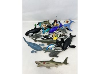 Vintage Lot Of Toys Fish Whales Sharks Etc