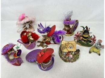 Collection Of Mouse Figurines Red Hats And More