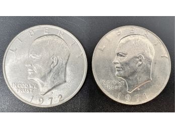 Pair Of Eisenhower Dollars 1971 1972