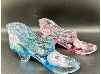 Collection Of Fenton Glass Shoes - Hand Painted And Signed