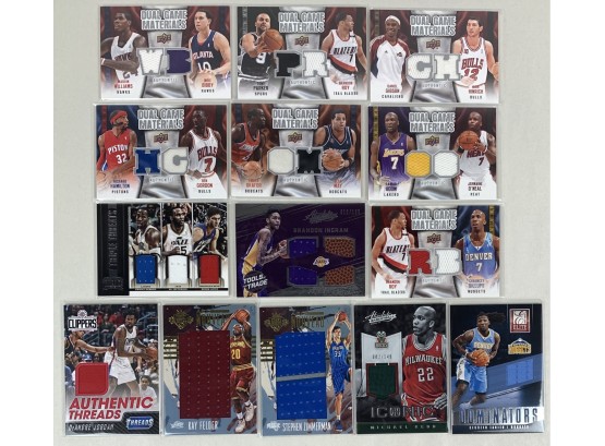 Lot Of (14) Basketball Game Used Relic Cards